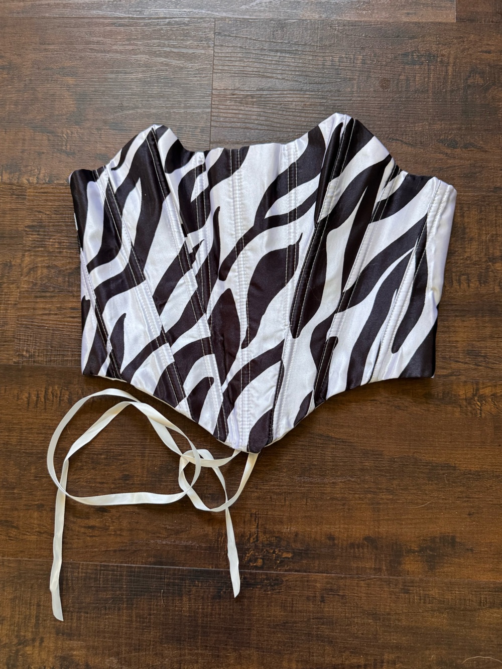 Zebra Stripe Corset Top - Black & White